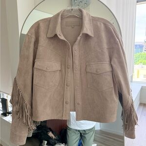 Blank NYC Tan Suede Fringe Utility Jacket